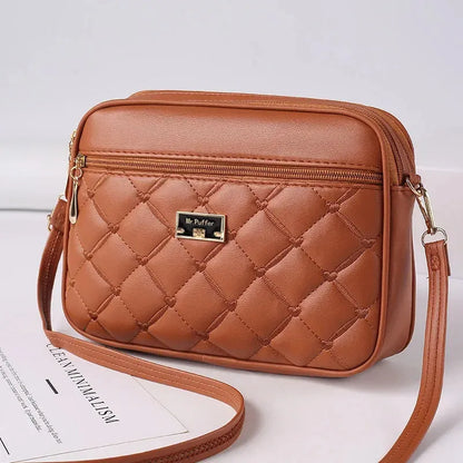 Women's One Shoulder Small Square Handbag New Cross Border Foreign Trade Lingge PU Crossbody Versatile Small Messenger Bag - Shop & Buy