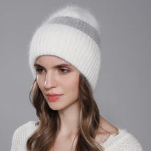 Load image into Gallery viewer, New Winter Beanies Two-color Angora Rabbit Fur Hat For Women Warm Knitted Fashion Female Hats High Quality Luxury Cap
