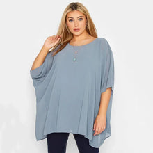 Load image into Gallery viewer, Plus Size Loose Batwing Sleeve Elegant Summer Cape Blouse Women 3/4 Sleeve Casual Work Office Tunic Tops
