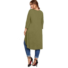 Load image into Gallery viewer, Plus Size Long Sleeve Elegant Tops Women Long Hi Low Fit Flare Spring Autumn Swing Blouse
