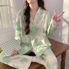 Load image into Gallery viewer, Japanese Kimono Autumn Winter Women Pajamas Sets Faux Cotton Long Sleeves Homesuits
