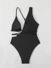 Load image into Gallery viewer, Black Sexy One Piece Swimsuit for Women Summer Irregular Hollow Out Backless Bikini Monokini
