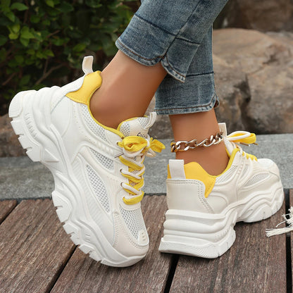 Chunky Platform Sneakers for Women Spring Fashion Thick Sole Vulcanized Shoes Woman Non Slip Breathable Sports Shoes Ladies