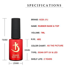 Load image into Gallery viewer, Latest Thick Nail Base Coat 7ml Gel Varnish for Nail Manicure Semipermanent Rubber Base and Top Gel Nail Polish Gellak
