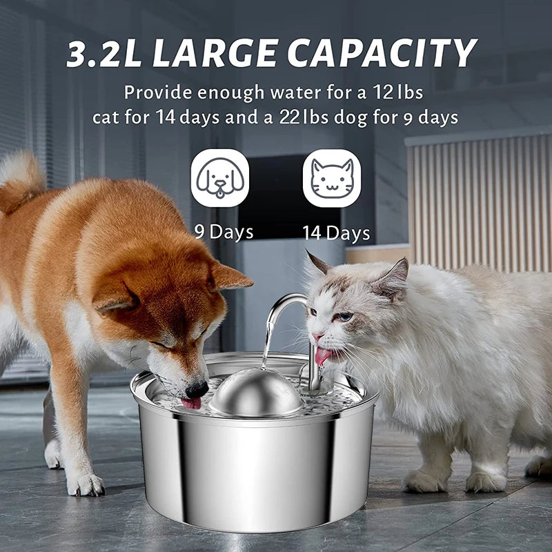 Automatic Cats Water Dispenser Pets Cat Anti-Wet Mouth Drinking Fountain 304 Stainless Steel Faucet Cats Water Fountain