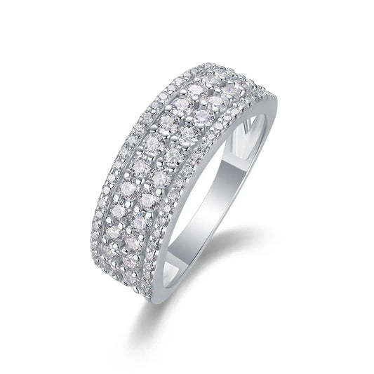 1.068CT Pavé Moissanite Half Eternity Wedding Band 925 Sterling Silver Noble Lady Ring Gift For Her