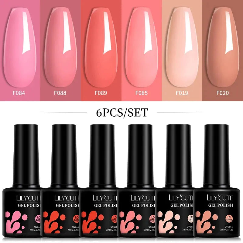 6Pcs/Set Macaron Color Gel Nail Polish Set Kit Spring 6 Colors UV LED Nail Art Gel Vernis Semi Permanent Base Top Coat - Shop & Buy