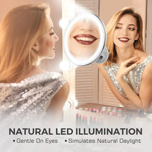 Load image into Gallery viewer, Flexible  10x Magnifying Mirror LED LightingTouch Screen Portable Dressing Table Makeup Dry Battery
