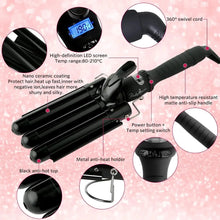 Load image into Gallery viewer, 3 Barrel Curling Iron Wand Electric Professional Ceramic Hair Curler Roller Lcd Curling Iron
