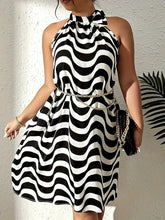 Load image into Gallery viewer, Plus Size Dresses Stripe Print Halter Dress Women‘s Clothing For Summer
