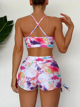 Load image into Gallery viewer, Colorful Tie Dye Printing Two Piece Swimsuit for Women Summer New High Waist Pleated Drawstring Tankini
