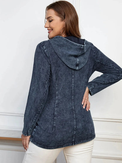 Women's Plus Size Denim Jacket Women's Casual High End Stretch Knit Denim Jacket - Shop & Buy