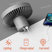 Load image into Gallery viewer, Rechargeable Desktop Portable Circulator Wireless Ceiling Electric Fan with Power Bank LED Lighting 10000mAh 4000mAh Camping Fan
