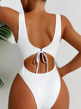 Load image into Gallery viewer, White Black One Piece Swimsuit for Women Summer Beach Vacation Ribbed Monokini
