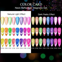 Load image into Gallery viewer, Manicure Set 7ml Fluorescent Reflective Glitter Cat Magnetic Gel Nail Polish Set Semi Permanent Nail Art Neon Glitter Gel
