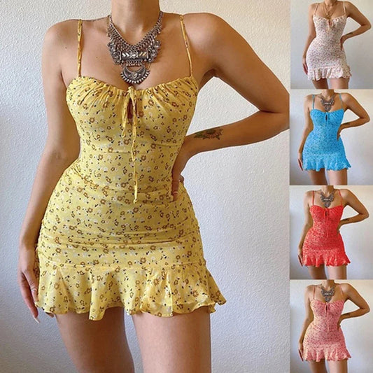 Women's Sexy Casual Home Small Floral Camisole Dress Summer Comfortable Skirt - Shop & Buy