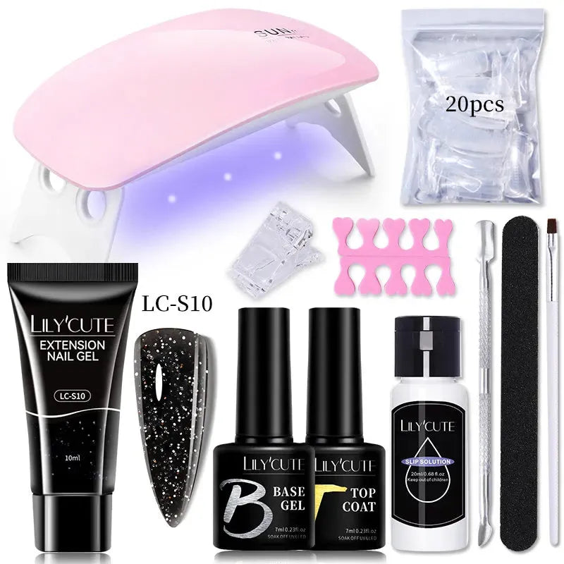 10ML Extension Nail Gel Set Manicure Set With 6W UV Lamp Finger Extend Mold Nail Kit Nail Art Quick Extension Tool Kit - Shop & Buy