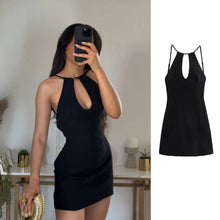 Load image into Gallery viewer, Summer new style casual and sexy backless slim fit solid color suspender dress short skirt
