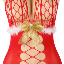 Load image into Gallery viewer, Christmas Eve Red Body Stocking Fluffy Crotchless Women Plus Size Holiday Costumes Erotic Lenceria Sexy Lingеries Hot Underwears
