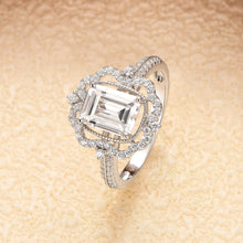 Load image into Gallery viewer, Vintage Emerald Cut Wedding Engagement Rings for Women Promise Ring 925 Sterling Silver
