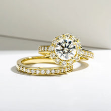 Load image into Gallery viewer, 2 Carat D Color All Moissanite 925 Sterling Silver Wedding Yellow Color Ring Sets
