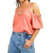 Load image into Gallery viewer, Solid Color Blouse Off-Shoulder Tops Women&#39;s Clothing For Summer Short Sleeves T-Shirt Loose Casual Square Collar Tee
