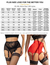 Load image into Gallery viewer, Women Garter Panty  Long-Breasted Design 6 Elastic Straps Mesh Suspenders Openable Adjustable High-Waist Belt Sexy Lace Lingerie
