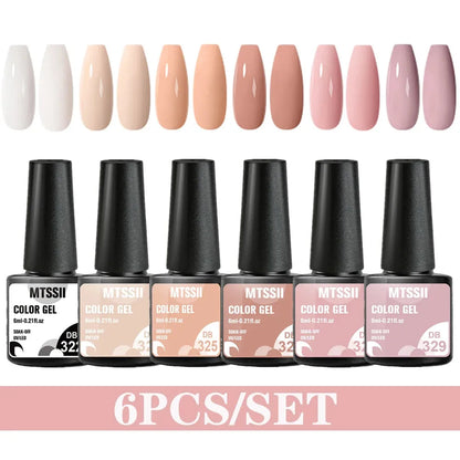 6PCS/SET Color Nail Gel Polish Set Kits  Base Top Coat  Varnish Soak Off UV Gel LED Semi Permanent All For Manicure Nail Art - Shop & Buy