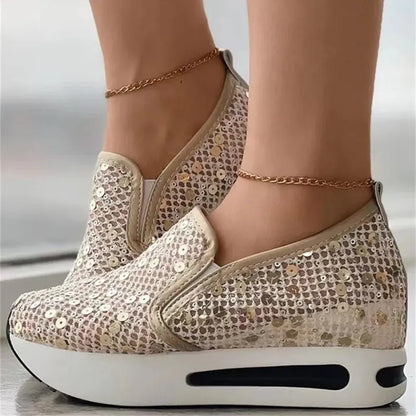 Women's Sneakers Floral Embroidery Mesh Sneakers for Women Slip on Casual Comfy Heeled Shoes - Shop & Buy