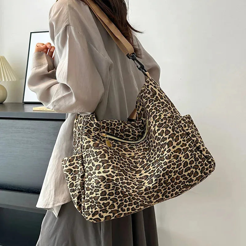 Women's New  Shoulder Bag Leopard Print Casual Shopping Bag Large Capacity European and American Fashion - Shop & Buy