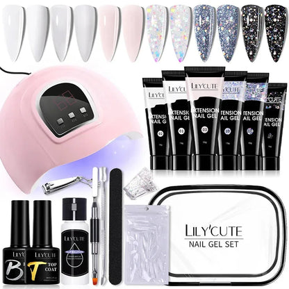 15ML Manicure Set Quick Nail Extension Gel With 6W UV Lamp Dryer Finger Extend Mold Slip Solution Nail Art Tools Kit - Shop & Buy