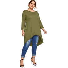 Load image into Gallery viewer, Plus Size Long Sleeve Elegant Tops Women Long Hi Low Fit Flare Spring Autumn Swing Blouse
