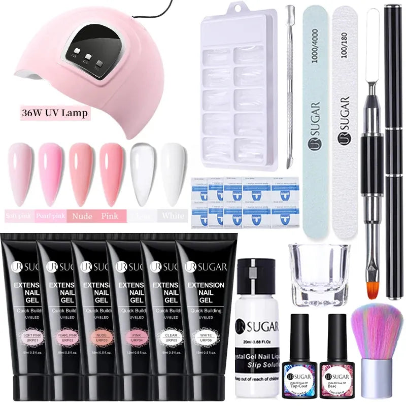 15ml Extension Gel Set Kits Semi Permanent Acrylic Hard Gel White Clear Nude Gel Nail Polish Nail Art Construction Gel - Shop & Buy