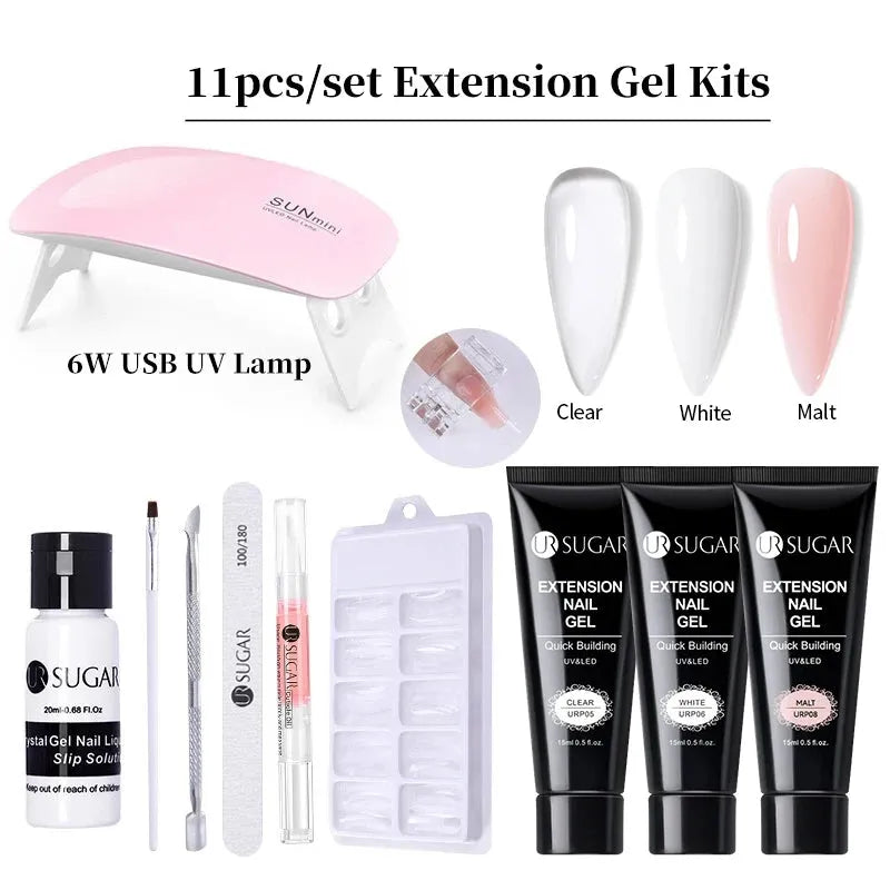 15ml Extension Gel Set Kits Semi Permanent Acrylic Hard Gel White Clear Nude Gel Nail Polish Nail Art Construction Gel - Shop & Buy