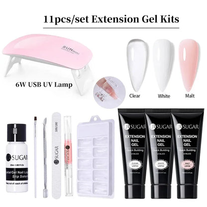 15ml Extension Gel Set Kits Semi Permanent Acrylic Hard Gel White Clear Nude Gel Nail Polish Nail Art Construction Gel - Shop & Buy