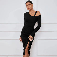 Load image into Gallery viewer, Sexy Solid Short Club Dress Ladies Autumn Winter Long Sleeve Bodycon Dress Women Evening Party Tight Dresses
