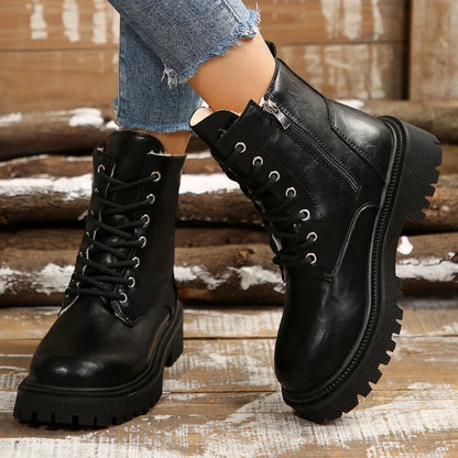 Women's Winter Warm Thick Plush Ankle Boots Plus Size Fashion Platform Combat Boots - Shop & Buy