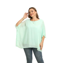 Load image into Gallery viewer, Womens Plus Size Elegant Summer Blouse Batwing Sleeve Oversized Chiffon Blouse Scoop Neck Large Size Casual Tunic Top Shirt 4XL
