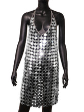 Load image into Gallery viewer, Women Fashion Sleeveless Sexy Backless Glitter Black Gold Chainmail Sequin Patchwork Mini Dresses
