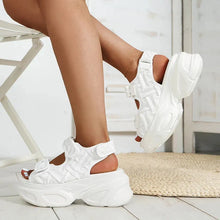 Load image into Gallery viewer, Rimocy Women&#39;s White Chunky Sandals Summer New High Platform Wedges Shoes
