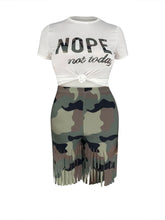 Load image into Gallery viewer, Plus Size Shorts Set Camo Tassel Y2k Graphics Top Shorts Set Femme Short Sleeve Two Pieces Set
