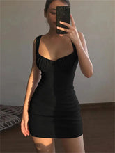 Load image into Gallery viewer, Sleeveless Sexy Dress Women Summer Black White Bodycon Mini Dresses Ladies Casual Basic Short Dress
