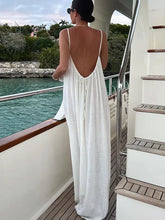 Load image into Gallery viewer, White Backless Sling Maxi Dress For Women Sexy Solid Off Shoulder Sleeveless Dresses
