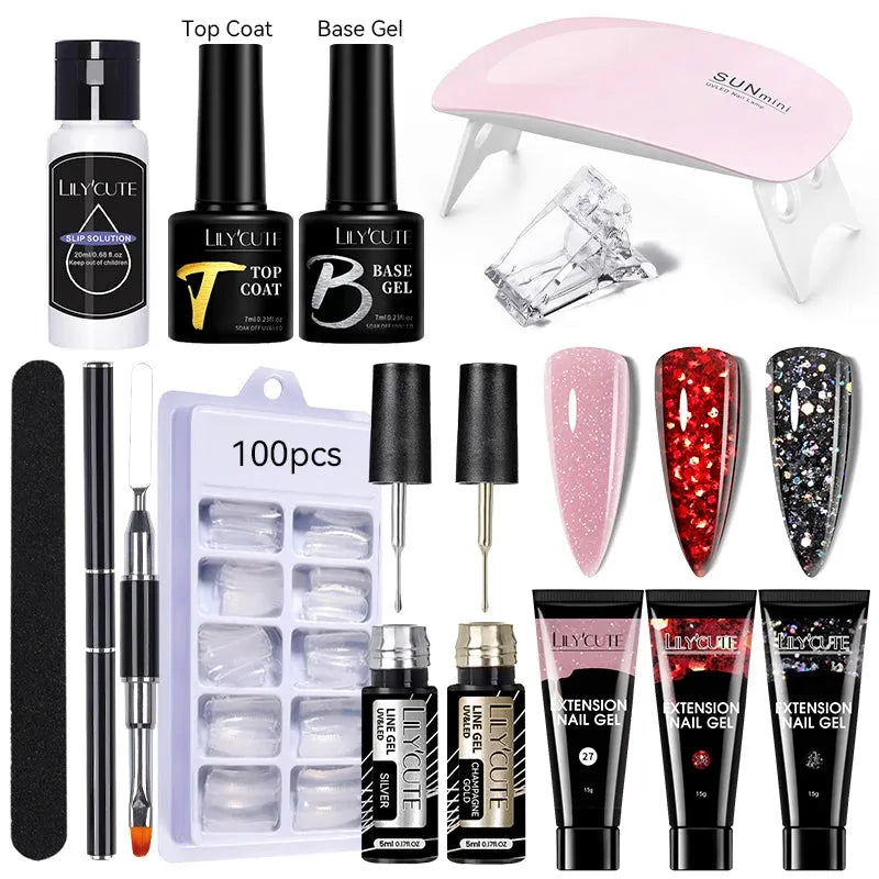 Nail Gel Set 6W LED Lamp Full Manicure Set Vernis Semi Permanent Quick Extension Nail Kit Gel Set For Nails Tool Kit - Shop & Buy