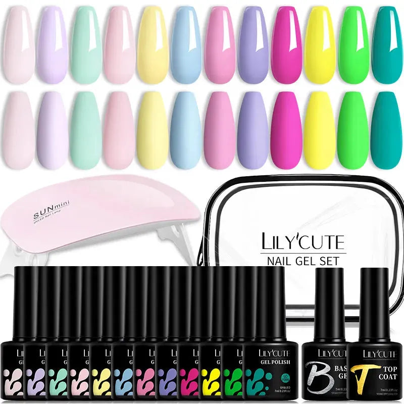 12PCs 7ml Spring Macaron Nail Gel Polish Set Semi Permanent UV Gel For Manicure Soak Off Gel Nail Polish Kit Varnishes - Shop & Buy