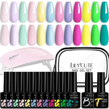 12PCs 7ml Spring Macaron Nail Gel Polish Set Semi Permanent UV Gel For Manicure Soak Off Gel Nail Polish Kit Varnishes - Shop & Buy