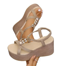 Load image into Gallery viewer, Elastic Band Solid Modern Sandals Super High Heel Wedges Hot Sale Ladies Shoes String Bead Fashion Women&#39;s Sandals
