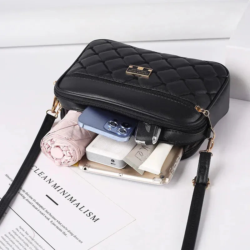 Women's One Shoulder Small Square Handbag New Cross Border Foreign Trade Lingge PU Crossbody Versatile Small Messenger Bag - Shop & Buy