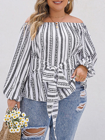 Women Plus Size Shirts Floral Print Long Sleeve V-Neck Fashion Blouses Spring Fall Casual Ruffle Tops Off Shoulder Trendy Style