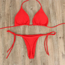 Load image into Gallery viewer, Women Bikini Set Sexy Side Tie Thong Swimsuit Bandage Style Brazilian Swimwear
